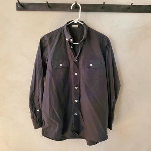 RTH cotton poplin button up shirt Black